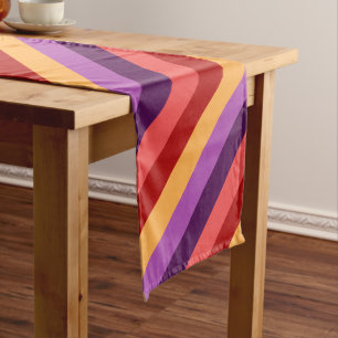 Cherry Red Violet Stripes Medium Table Runner