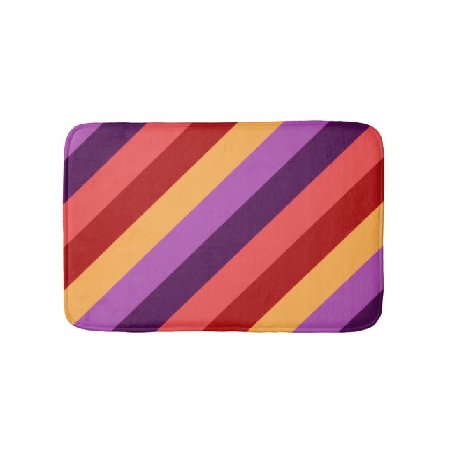 Cherry Red Violet Stripes Small Bath Mat (Front)