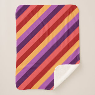 Cherry Red Violet Stripes Small Sherpa Blanket