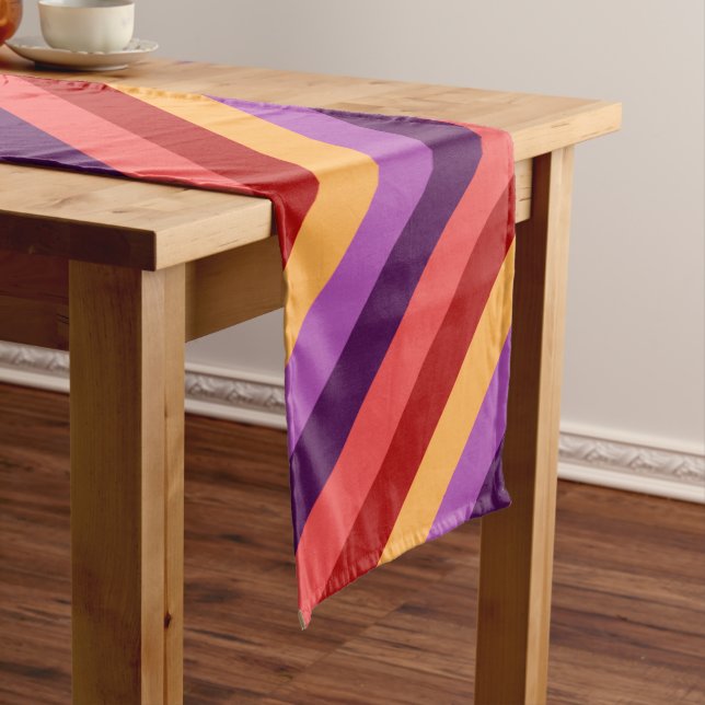 Cherry Red Violet Stripes Small Table Runner (In Situ)