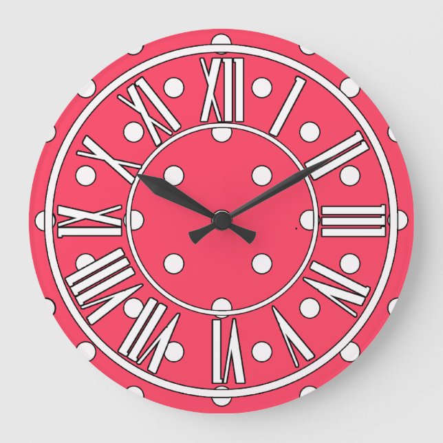 Cherry Red Wall Clock with Dots (Front)
