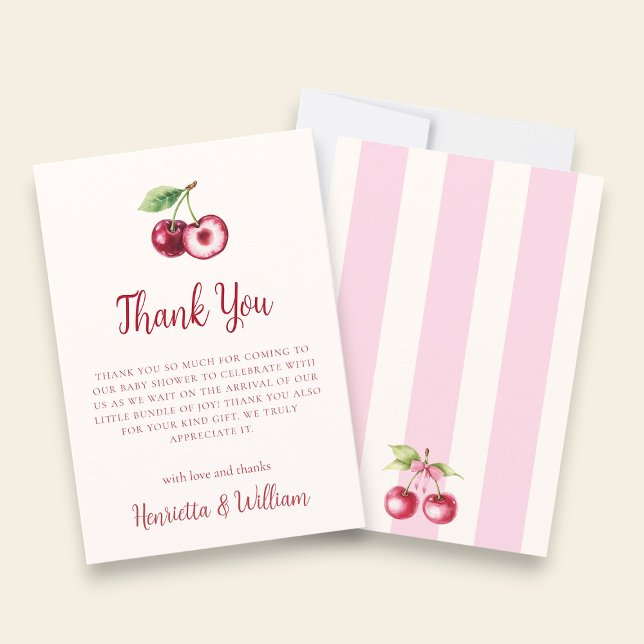 Cherry Red Watercolor Thank You Card (Creator Uploaded)