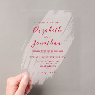 Cherry Red Wedding Acrylic Invitations