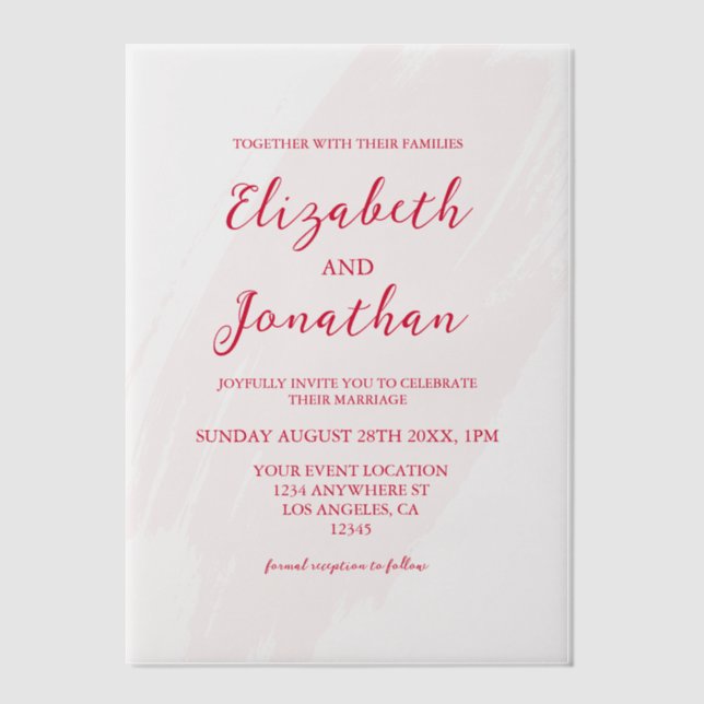 Cherry Red Wedding Vellum Invitations (Front)