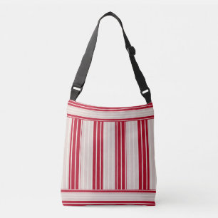 Cherry Red With Off White Stripes Crossbody Bag