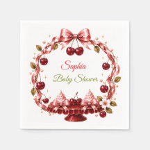 Cherry Ribbon Baby Shower Pink Satin Bow Cherries