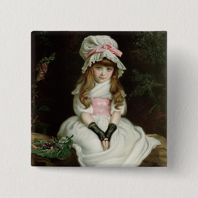 Cherry Ripe, 1879 d 2 Inch Square Button (Front)