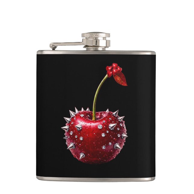 Cherry Rock Style Stainless Steel Flask (Front)