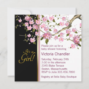 Cherry rose Fleur bébé Douche Invitations
