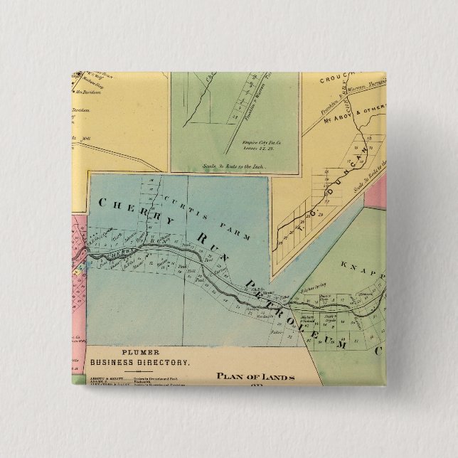 Cherry Run, Plumer 2 Inch Square Button (Front)