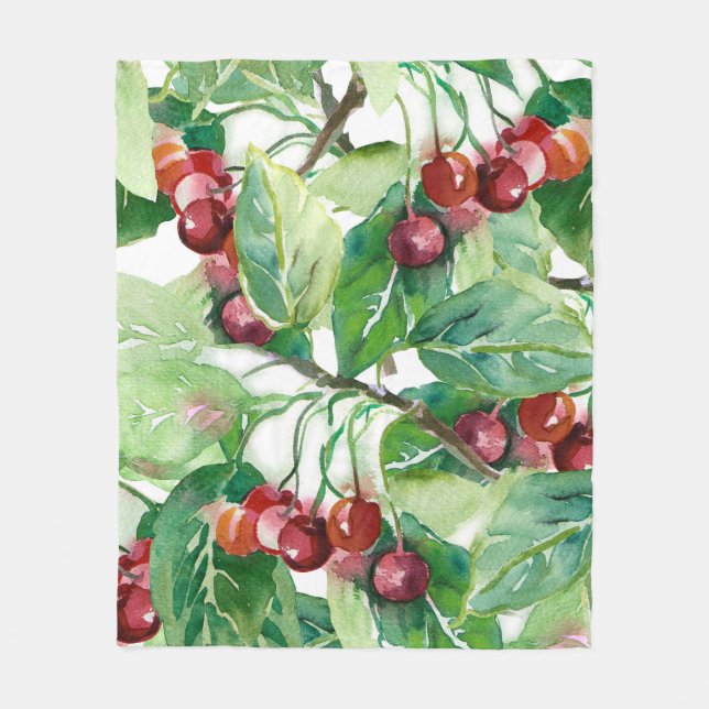 Cherry Seamless Pattern Fleece Blanket (Front)