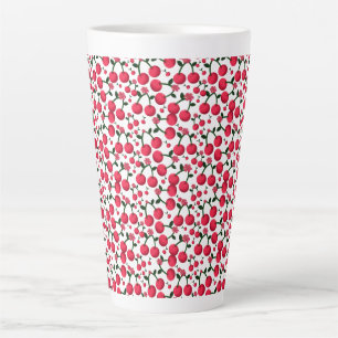 Cherry Seamless Pattern, Red Fruit Pattern, Cute C Latte Mug