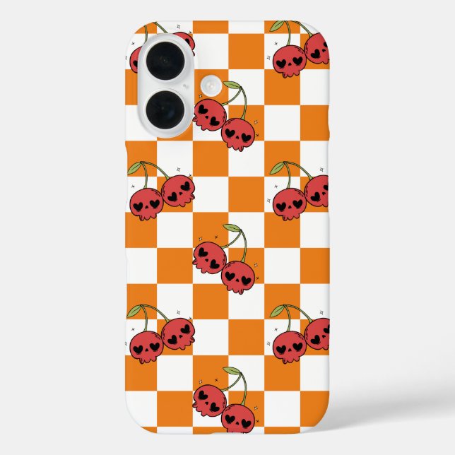 Cherry Skull Chequerboard – Cute Goth Vibes Case-Mate iPhone Case (Back)