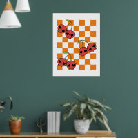 Cherry Skull Chequerboard – Punk Wall Art