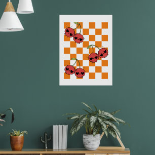 Cherry Skull Chequerboard – Punk Wall Art