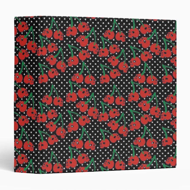 Cherry Skulls Red on Black Binder (Front/Spine)