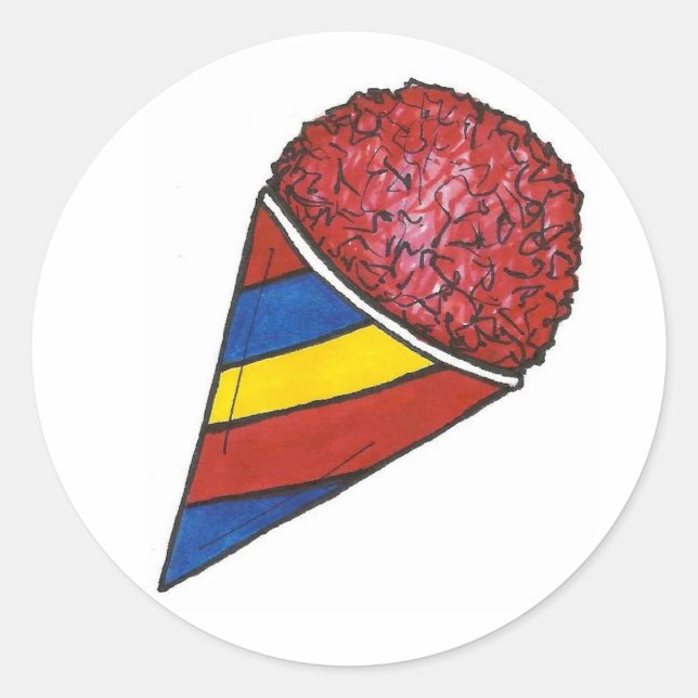 Cherry Sno Cone Red Snocone Summer Shaved Ice Classic Round Sticker (Front)