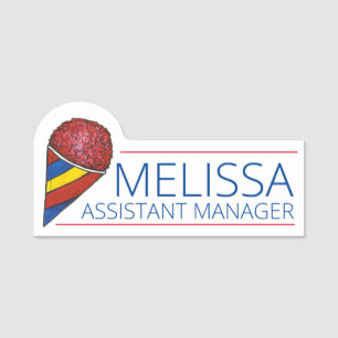 Cherry Sno Cone Snocone Shaved Ice Snack Bar Name Tag