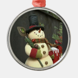 CHERRY SNOWMAN CHRISTMAS ORNAMENT