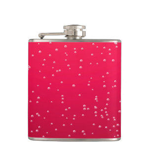 Cherry Soda with Tiny Bubbles Background Art Hip Flask