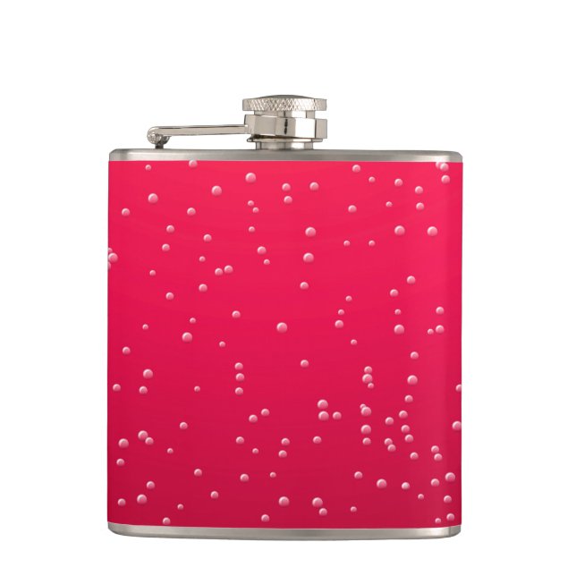 Cherry Soda with Tiny Bubbles Background Art Hip Flask (Front)