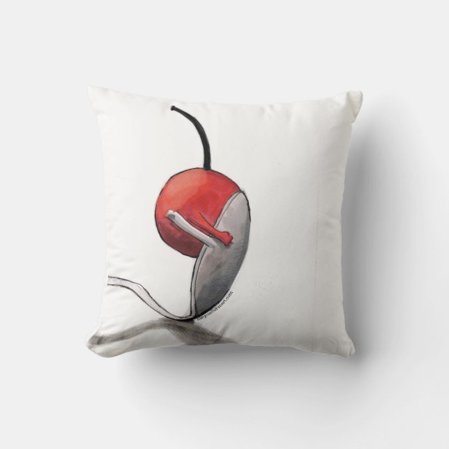Cherry Spoon Hug Cotton Throw Pillow (Front)