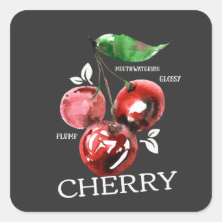 Cherry Square Sticker