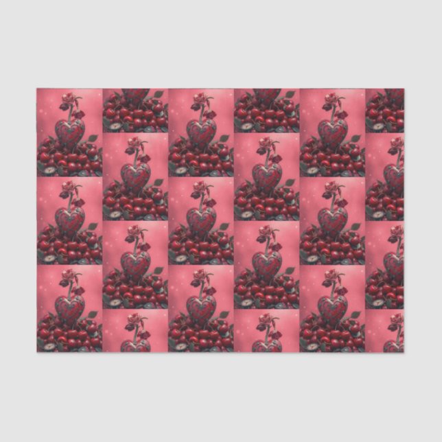 Cherry Steampunk Valentine  Tissue Paper (Front)