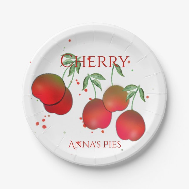 Cherry Stems Paper Plate (Front)
