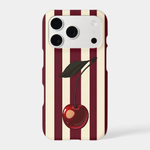 Cherry Stripe iPhone Case Red Cream Stripes