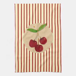 Cherry Stripe Kitchen Towel