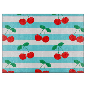 Cherry Stripe Pattern – Retro Fruit Gift & Decor Cutting Board