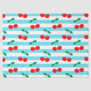 Cherry Stripe Pattern – Retro Fruit Gift & Decor Tissue Paper