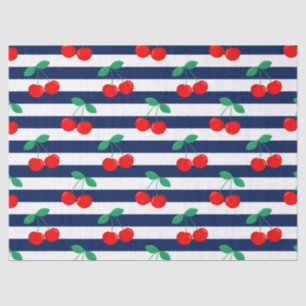 Cherry Stripe Pattern – Retro Fruit Gift & Decor Tissue Paper
