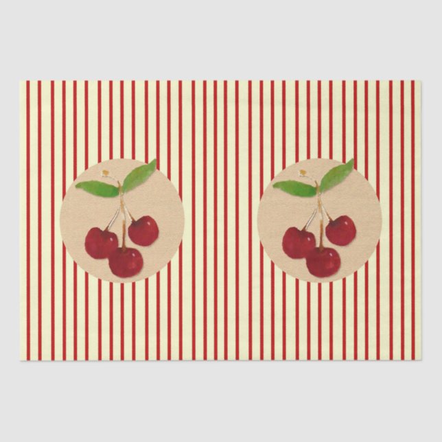 Cherry Stripe Tissue Paper (Front)