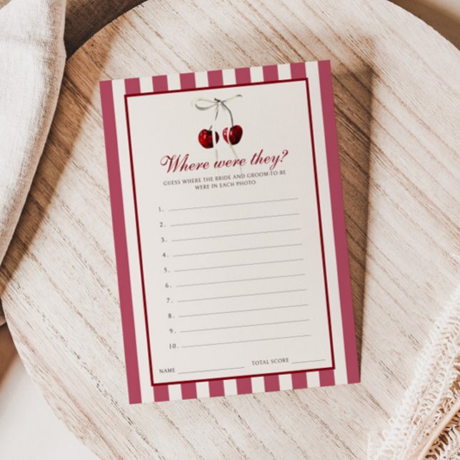 Cherry Striped Bridal Shower Where Were They Card (Creator Uploaded)