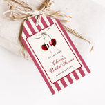 Cherry Striped Thank You Gift Tags<br><div class="desc">She's the cherry on top! Celebrate the upcoming nuptials of your favourite bride-to-be in style with our vintage inspired bridal shower gift tags! This design features beautiful watercolor cherries adorned with a white bow on a striped background.</div>