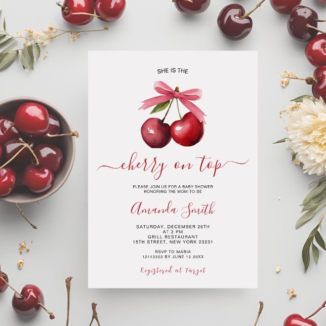 Cherry sur le Baby shower supérieur Invitation (Créateur téléchargé)