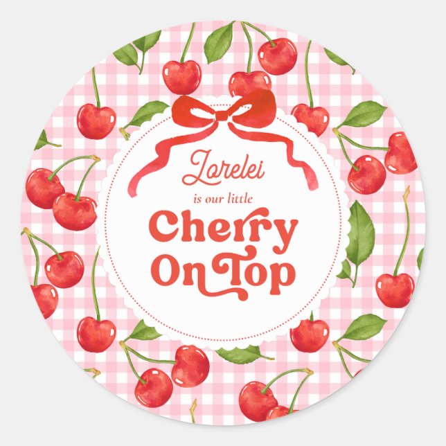 Cherry sur le dessus Sticker d'anniversaire (Devant)
