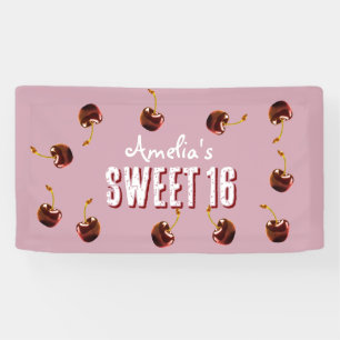 Cherry Sweet 16 Personalized Party Banner