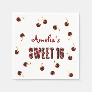 Cherry Sweet 16 Personalized Party Napkin