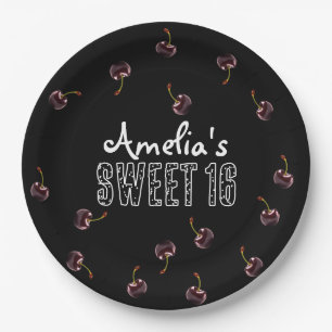 Cherry Sweet 16 Personalized Party Paper Plate