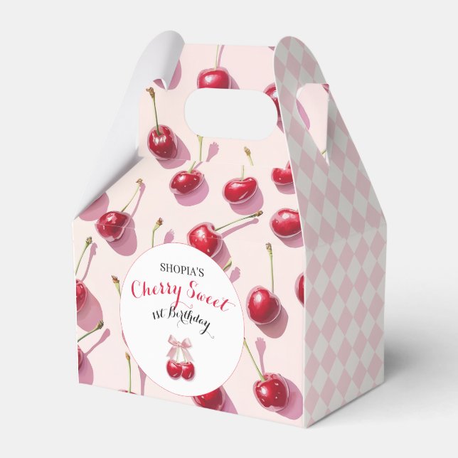 Cherry Sweet 1st Birthday Favor Box (Front Side)