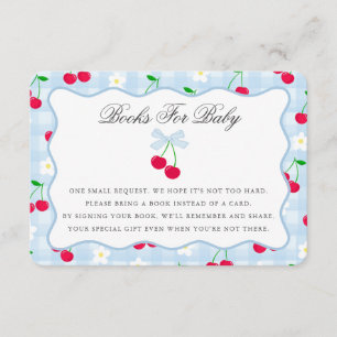 Cherry Sweet Blue Coquette Bow Books for Baby Card