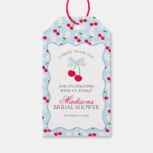 Cherry Sweet Blue Coquette Bow Bridal Shower Favou Gift Tags