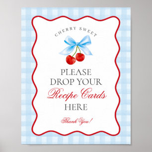 Cherry Sweet Blue Coquette Bow Share a Recipe Sign