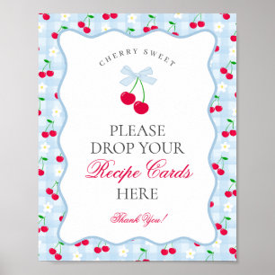 Cherry Sweet Blue Coquette Bow Share a Recipe Sign