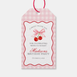 Cherry Sweet Pink Coquette Bow Birthday Favor Gift Tags