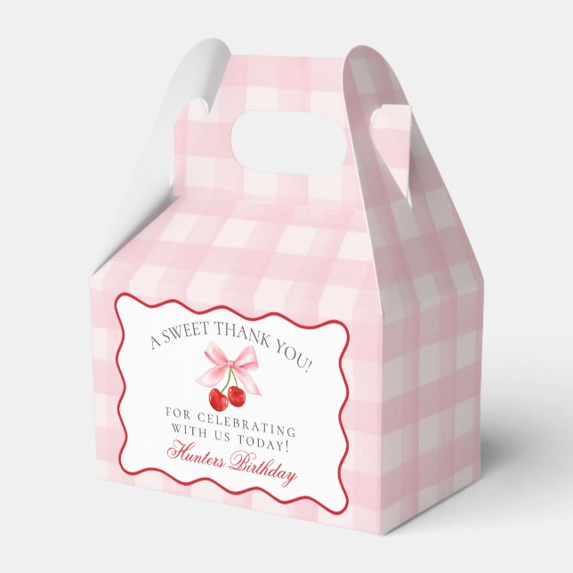 Cherry Sweet Pink Coquette Bow Birthday Favour Box (Front Side)