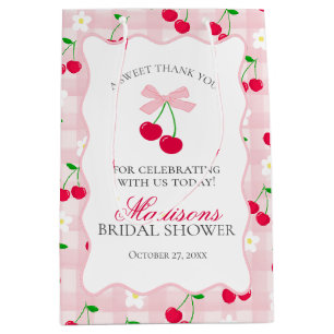 Cherry Sweet Pink Coquette Bow Bridal Shower Favou Medium Gift Bag